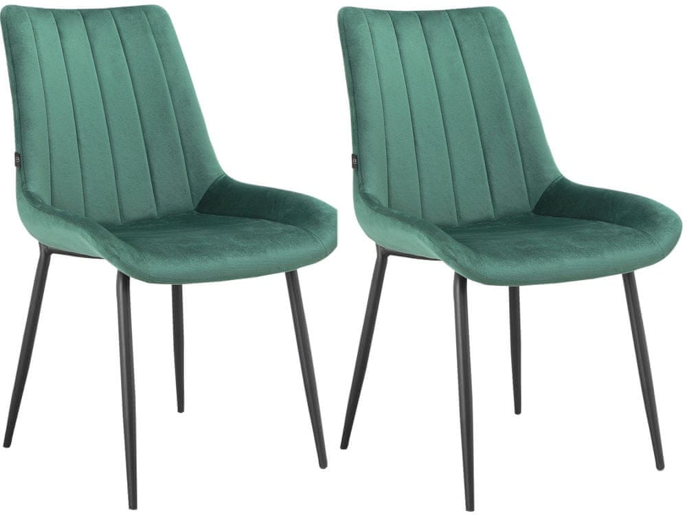 Danish Style Jedálenská stolička Alzira (SET 2 ks), zamat, zelená